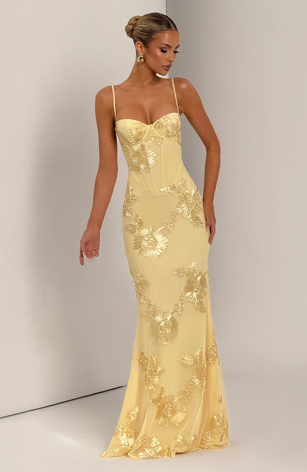 Dorothy | Dames Bloemen Geborduurde Maxi Jurk Voor Bruiloftsgasten