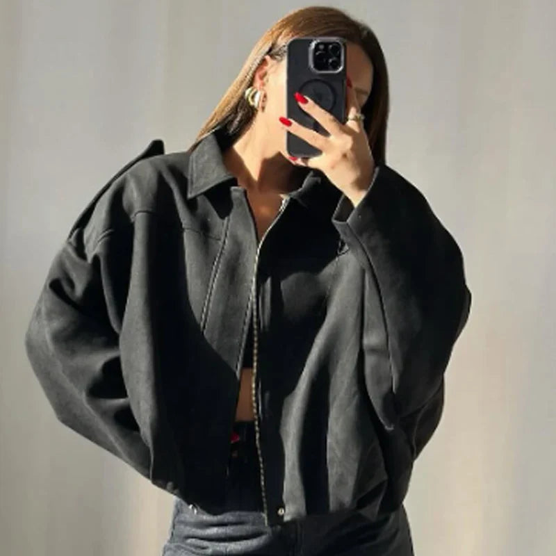 Penelope | Dames Cropped Bomberjas Met Ritssluiting