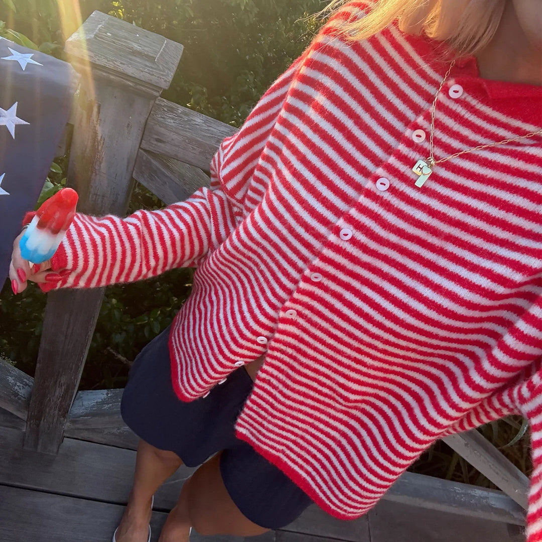 Kendra | Dames Gestreepte Cardigan Sweater Met Knoopsluiting Aan De Voorkant